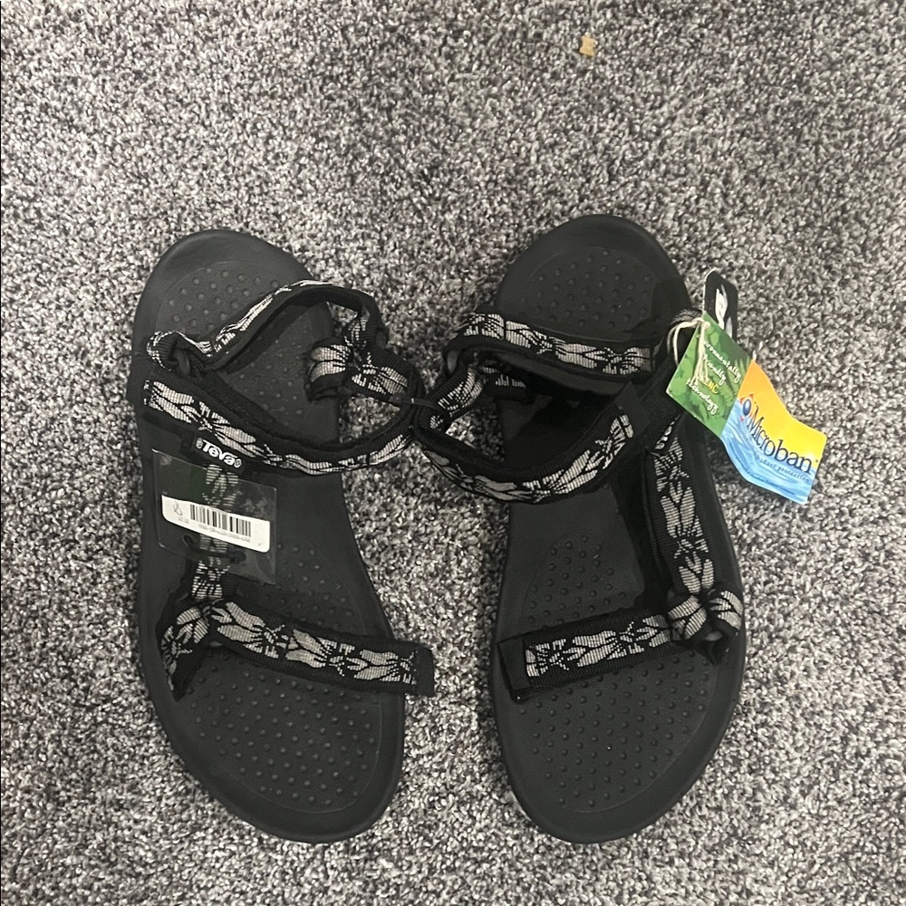 Teva Black and White Hurricane  Patterned Sandals 8W